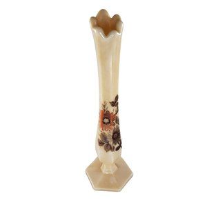 Westmoreland Cream Bud Vase Floral Orange Brown Flowers